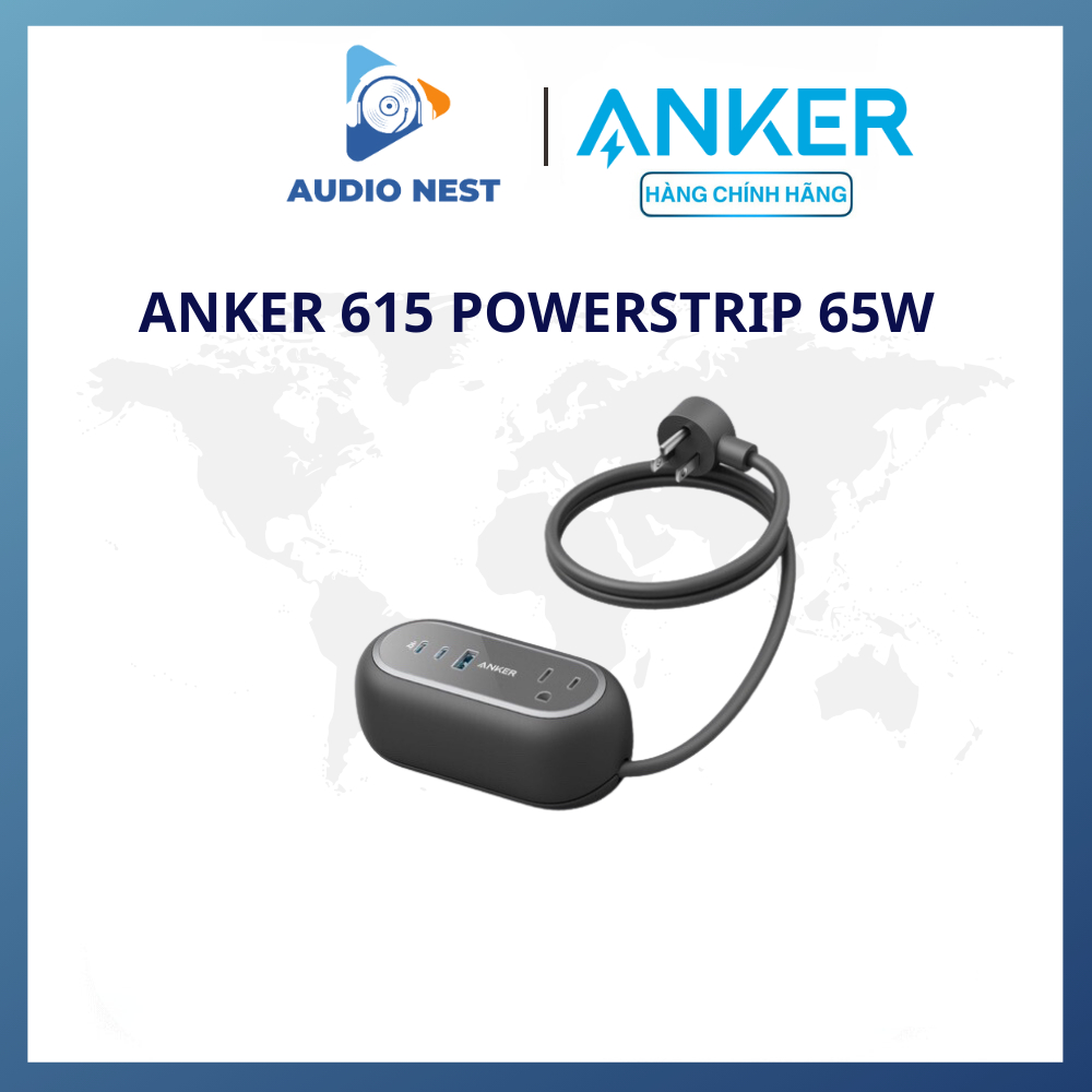 Ổ điện đă năng ANKER 615 USB Power Strip GaNPrime 65W mã hiệu A9125 hỗ trợ PD Max 65W - Bảo hành 18 tháng