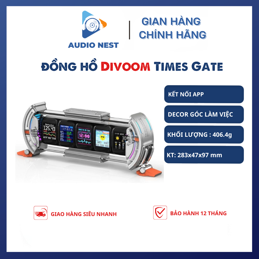 Đồng Hồ Divoom Time Gate màn hình tùy biến 5 màn hình, đồng hồ Times Gate decor - Hàng chính hãng bảo hành 12