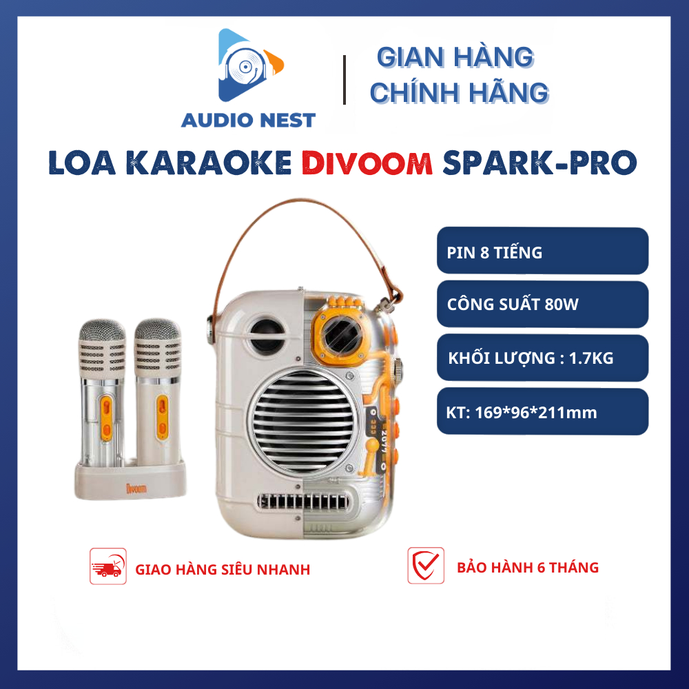 Loa Karaoke Divoom SPARK-PRO Công Suất 80W Chính Hãng - Bảo Hành 6 Tháng.