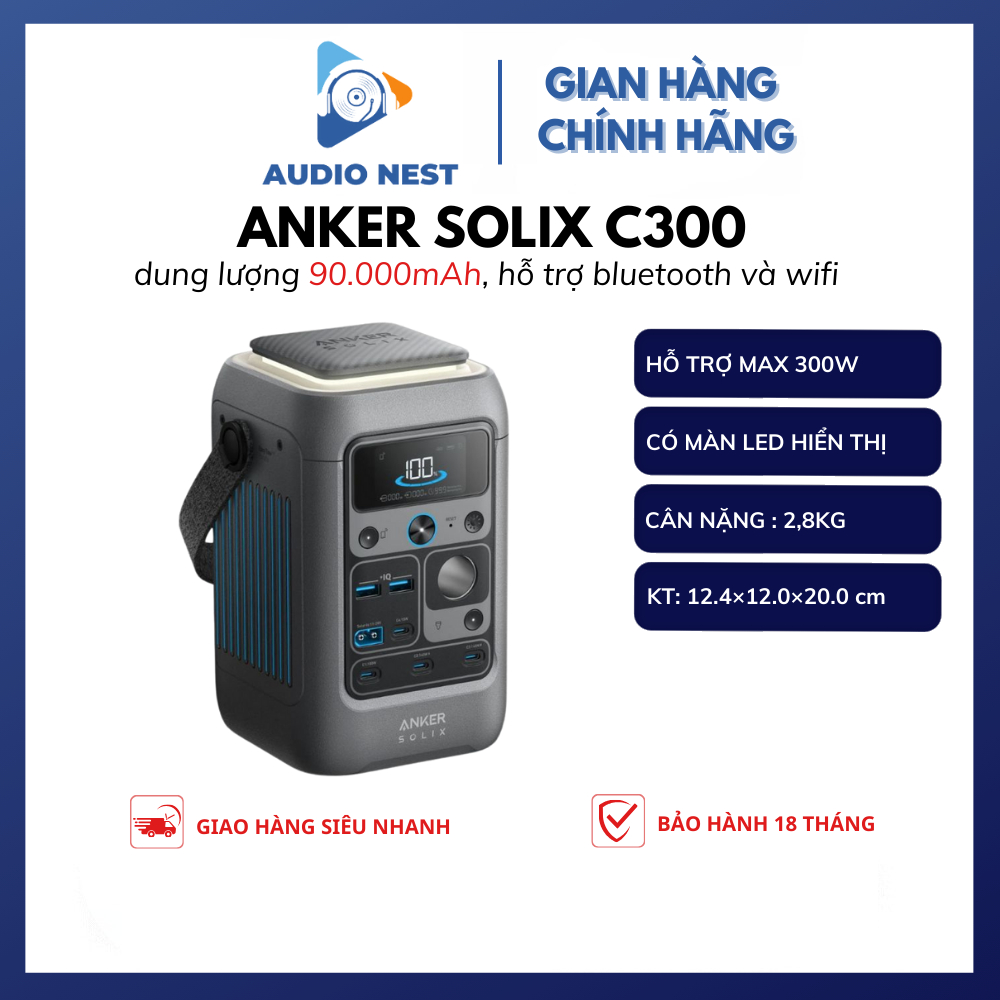 Sạc Dự Phòng SOLIX C300 Anke A1726 90.000mAh 288Wh 300w - Bảo Hành 18 Tháng