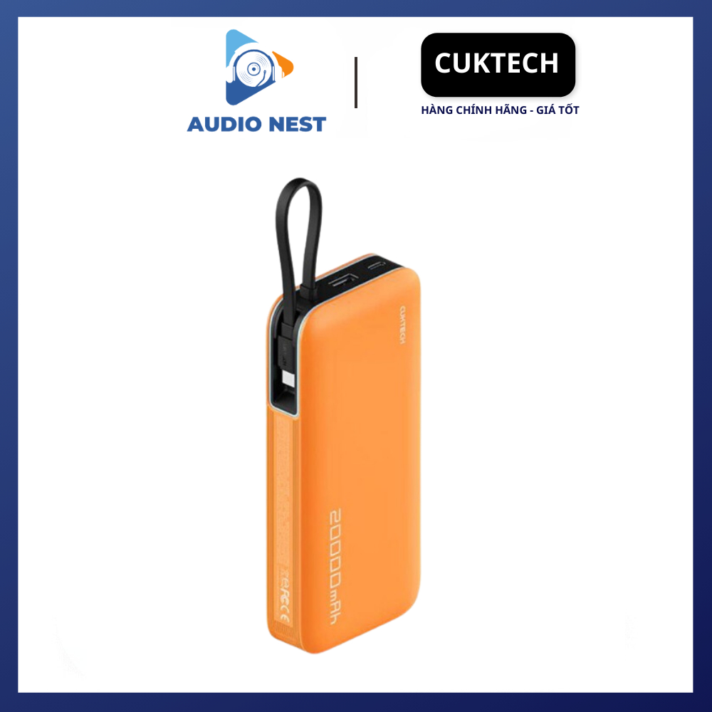 Pin Dự Phòng Cuktech 55W 20000mAh (PB200N) 2C1A Tích Hợp Dây Type-C - Bảo Hàng 18 Tháng.